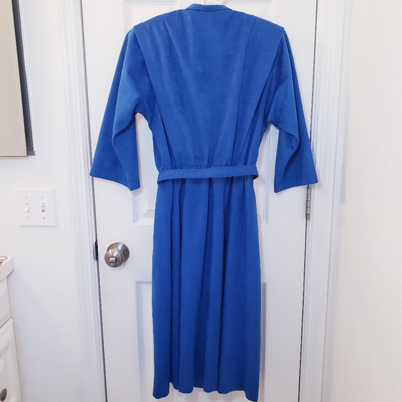 Vintage Blue Belted Button Up Dress Pinup Suede - Picture 3 of 6